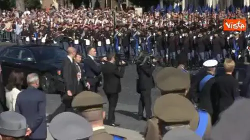 L'arrivo di Napolitano all'Altare della Patria