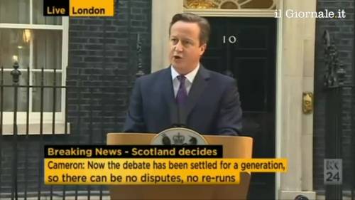 Cameron, il discorso dopo il "no" della Scozia