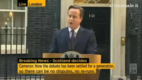 Cameron, il discorso dopo il "no" della Scozia