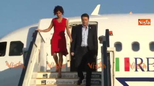 Renzi arriva al G20 di Brisbane con Agnese