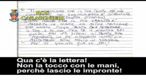 [Audio] 'Ndrangheta, la lettera di recupero crediti