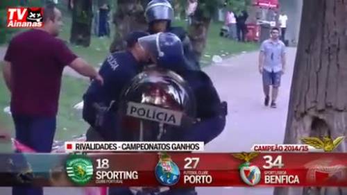 Tifoso del Benfica picchiato ​dalla polizia davanti al figlio