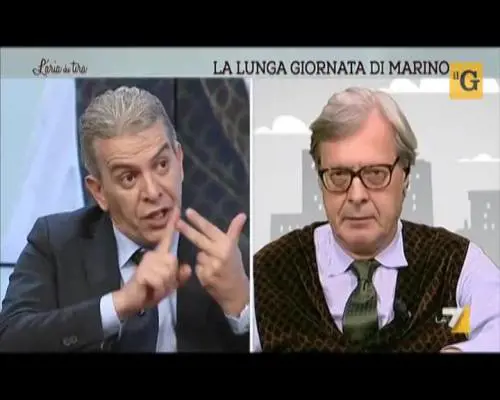 Lite furibonda fra Sgarbi e Sabella a "L'aria che tira"