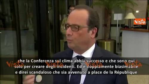 Hollande: "Dopo bombe, incidenti scandalosi" 