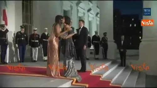 Renzi e Agnese arrivano alla Casa Bianca per la cena di Stato