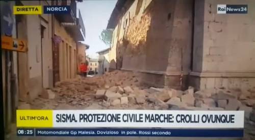 Sisma, Di Bella su Rai News: "Qui vedete la nostra troupe..."