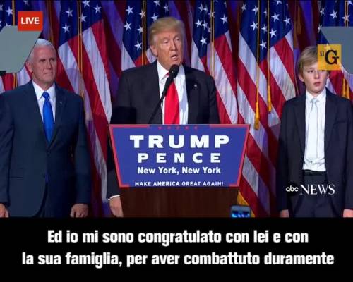 Trump ringrazia la Clinton e promette di riunire il popolo americano