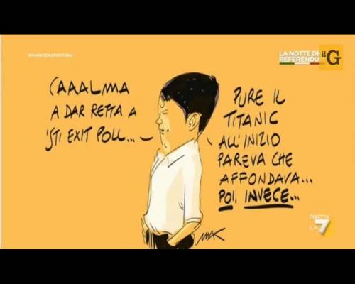 Mentana legge la vignetta facendo il verso a Renzi