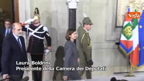 Primo giorno di consultazioni, Grasso Boldrini e Napolitano al Quirinale