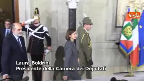 Primo giorno di consultazioni, Grasso Boldrini e Napolitano al Quirinale 