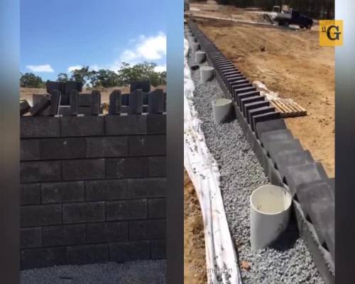 Costruiscono muro usando la tecnica del domino di andata e ritorno