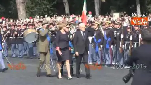 2 giugno, Mattarella passa in rassegna reparti schierati a Piazza Venezia
