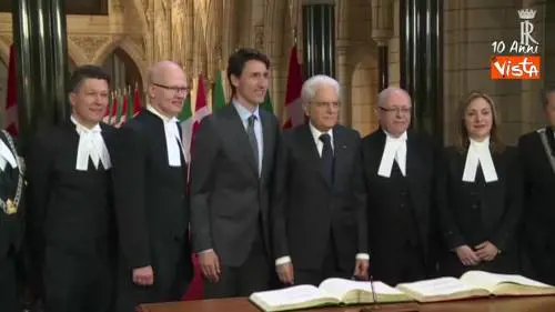 Mattarella incontra Justin Trudeau ad Ottawa durante una visita istituzionale