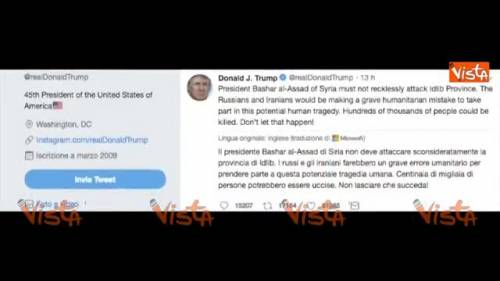 Trump avverte Assad, Mosca e Teheran