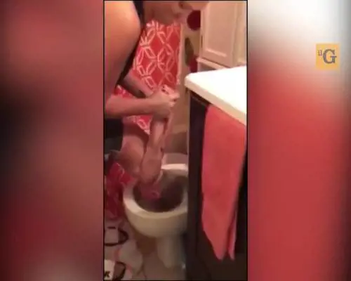 Madre infila la testa del figlio nel water... per gioco