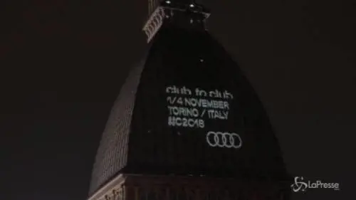 Torino, la Mole illuminata dal festival 'Club to Club'