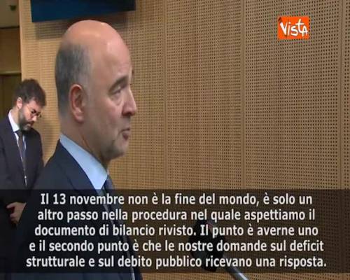 Manovra Italia, Moscovici: "13 Novembre aspettiamo risposta del Governo italiano"