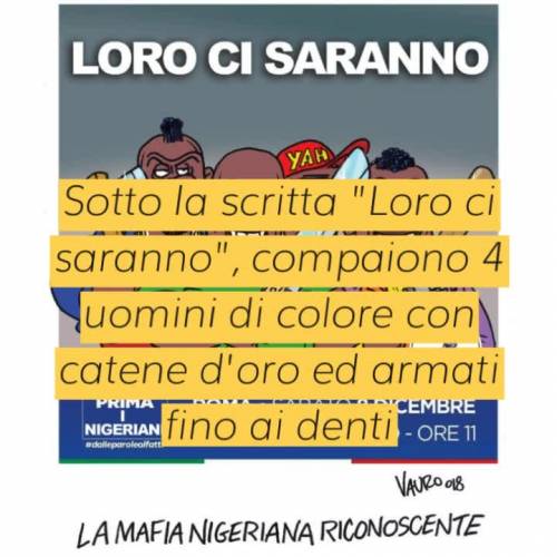 Vauro ossessionato da Salvini, nuova vignetta con mafia nigeriana