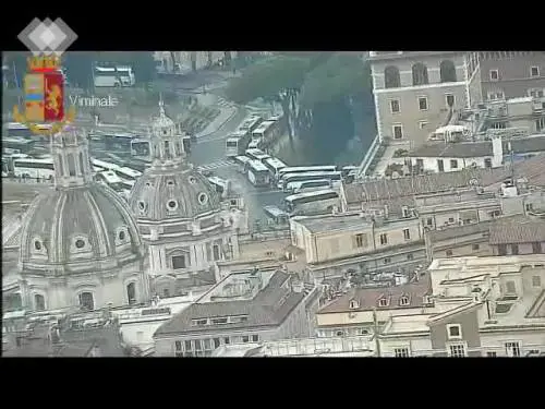 Il caos in piazza Venezia dall'elicottero