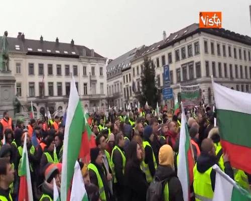 Autotrasportatori da Est Europa protestano a Bruxelles contro Mobility Package, speciale