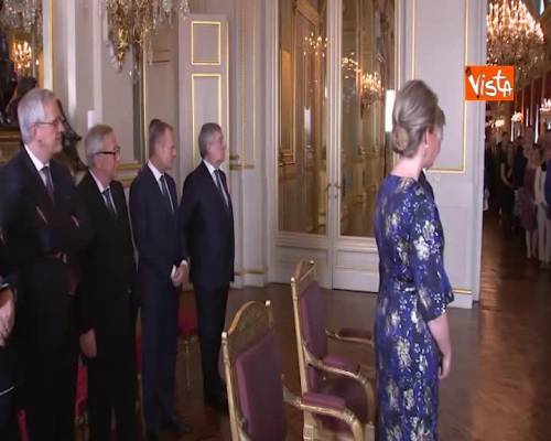 Juncker, Tusk e Tajani al ricevimento del Re del Belgio