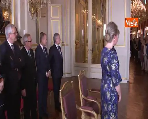 Juncker, Tusk e Tajani al ricevimento del Re del Belgio
