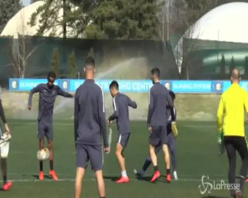 Allenamento Inter alla vigilia della sfida con l'Eintracht