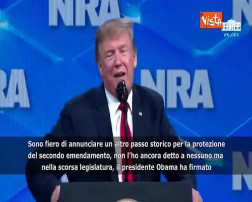 Trump alla Nra: “Non ratificherò mai trattato ONU sul commercio delle armi” SOTTOTITOLI