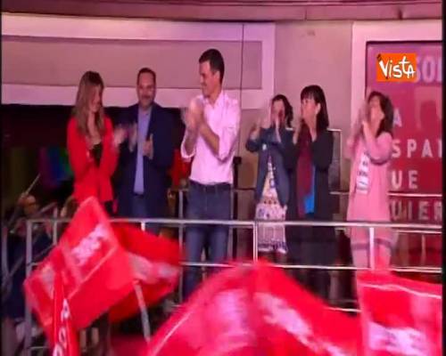  Elezioni Spagna, vince il Partito socialista, la festa di Pedro Sanchez 