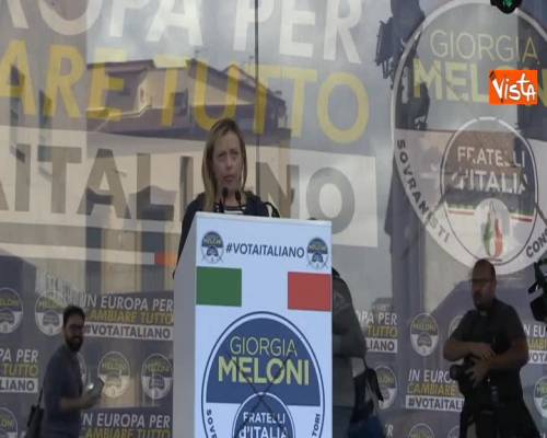 Meloni: "Votare per Antonio Tajani significa votare Merkel e Juncker"