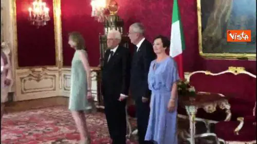 La stretta di mano tra Mattarella e Van der Bellen 