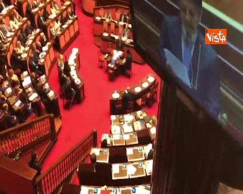  Banchi M5s vuoti mentre Conte parla del Russiagate in Aula al Senato 