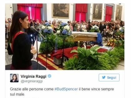Virginia Raggi e il tweet sulla morte di Bud Spencer