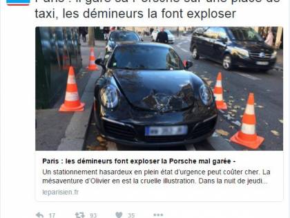 Parigi, gli artificieri fanno esplodere Porsche nel posto dei taxi