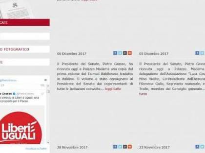 Il logo di “Liberi e Uguali” sul sito del Senato, ancora polemiche per Grasso