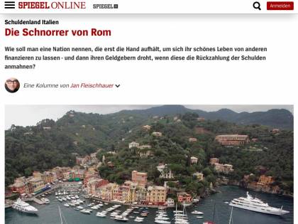 "Italiani scrocconi aggressivi": cittadino querela Der Spiegel