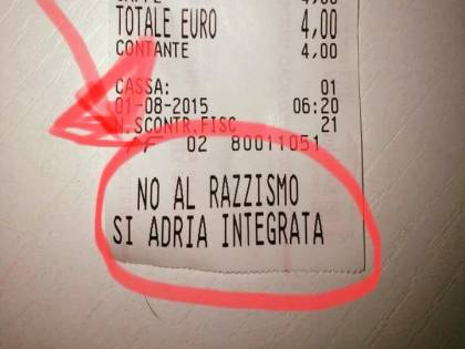 Rovigo, bar dice no a razzismo con uno scontrino speciale pro integrazione