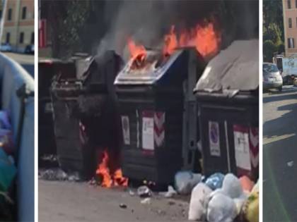 Roma di nuovo invasa dalla spazzatura: cassonetti in fiamme e immondizia in strada