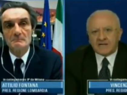 De Luca-Fontana, scontro a Porta a Porta: "Irresponsabile aprire"