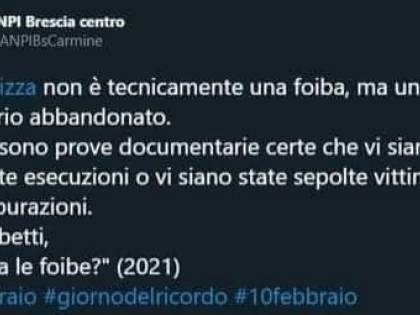 Dall'Anpi lezione negazionista: 'Foiba Basovizza, solo un pozzo'