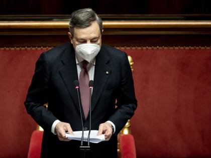 Draghi al Senato per la fiducia: "Italia più orgogliosa in Europa"