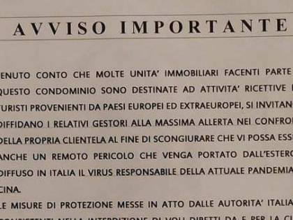 Coronavirus, avviso choc in condominio: "No a turisti sospetti"