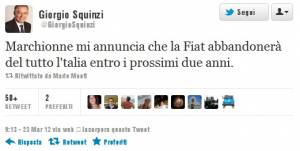 Squinzi su Twitter rivela: "Fiat lascerà presto l'Italia" Ma è il solito falso profilo