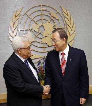 Il presidente palestinese Mahmoud Abbas incontra Ban Ki-moon