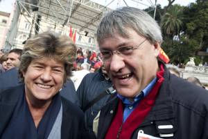 l segretario della Cgil Susanna Camusso e il segretario della Fiom Maurizio Landini