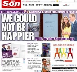 Royal baby, The Sun diventa The Son