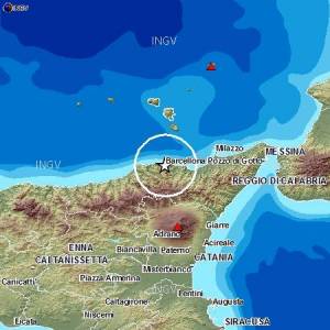 L'epicentro del sisma in un'immagine dell'Ingv