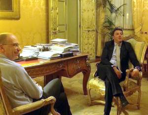 Il premier Enrico Letta col segretario del Pd Matteo Renzi