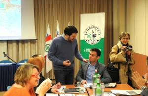 Il segretario federale Matteo Salvini alla riunione del '"Fronte del Nord"