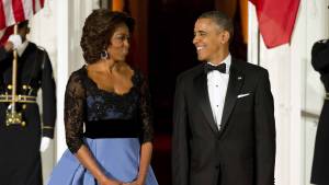 L'abito di Michelle Obama per la visita di Hollande